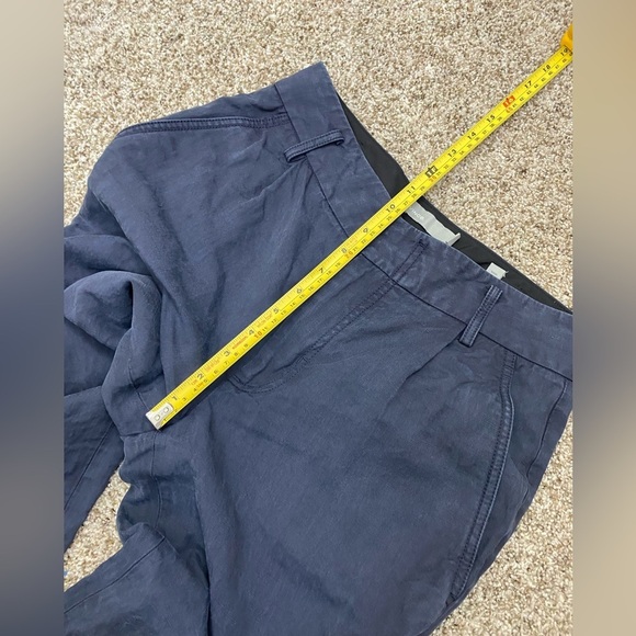 VINCE Linen Lyocell Cotton Blend Washed Faded Blue Trouser Casual Cropped Pant 4 - Picture 7 of 14